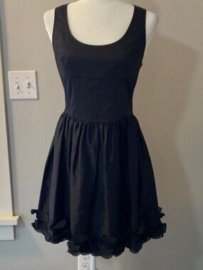 Fiorucci black fit n flare sleeveless dress with pleated skirt accented hem 8